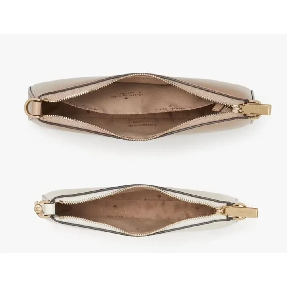 Kate Spade Womens Tan Ivory Saffiano Duet Leather Small Crossbody Handbags New